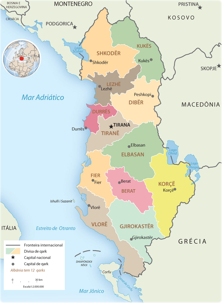 Mapa politico Albania