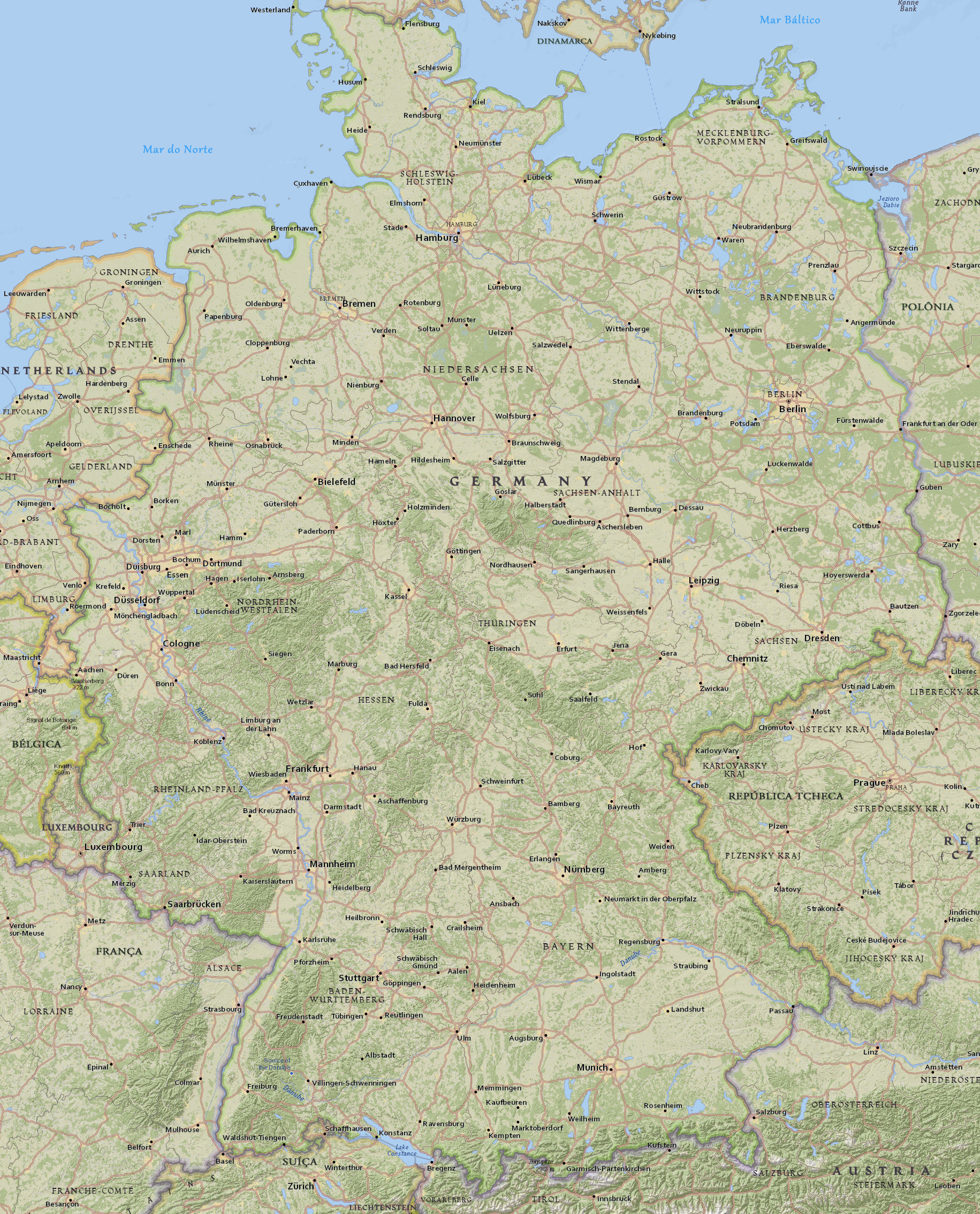 Mapa fisico Alemanha