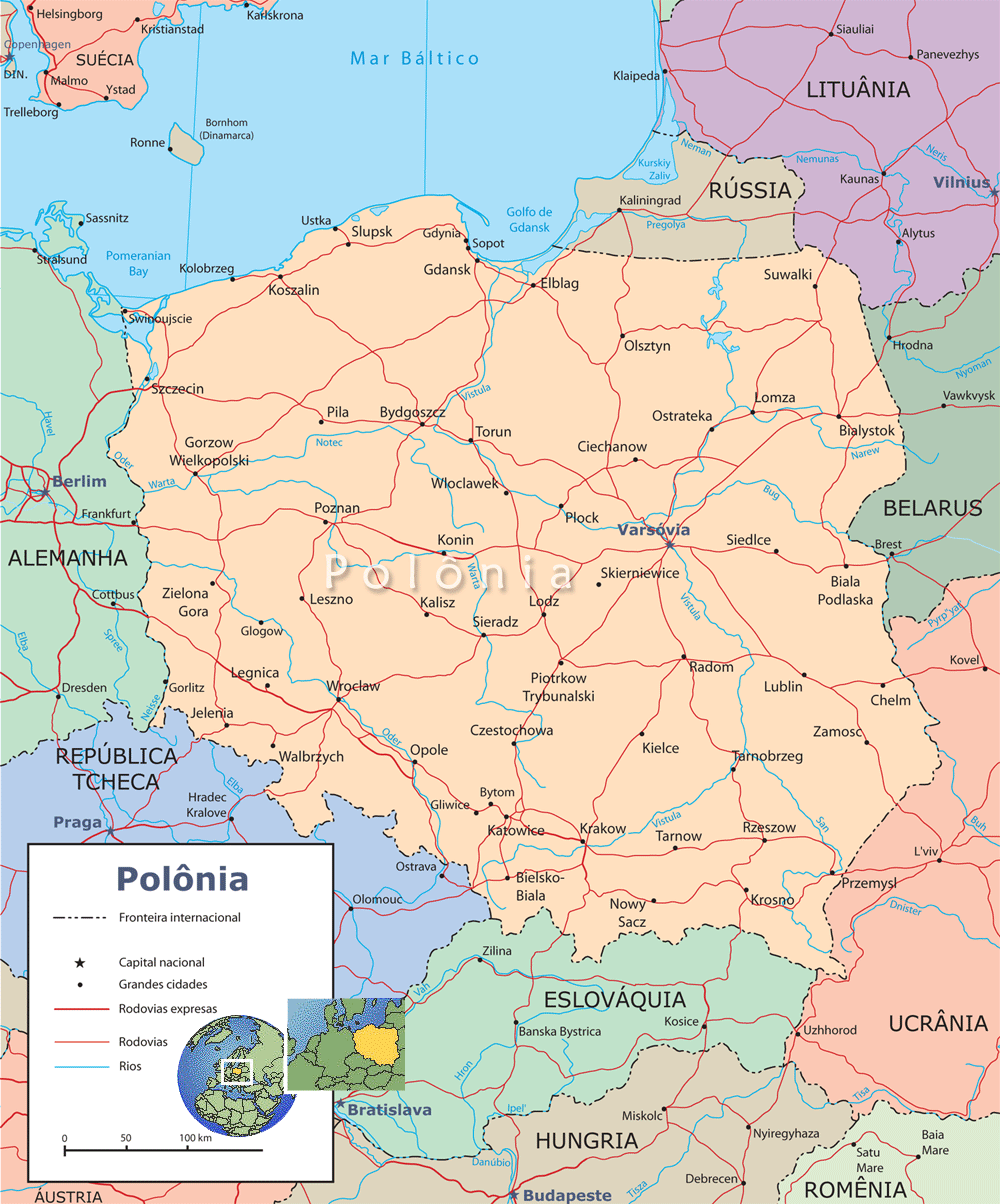 Mapa Polônia