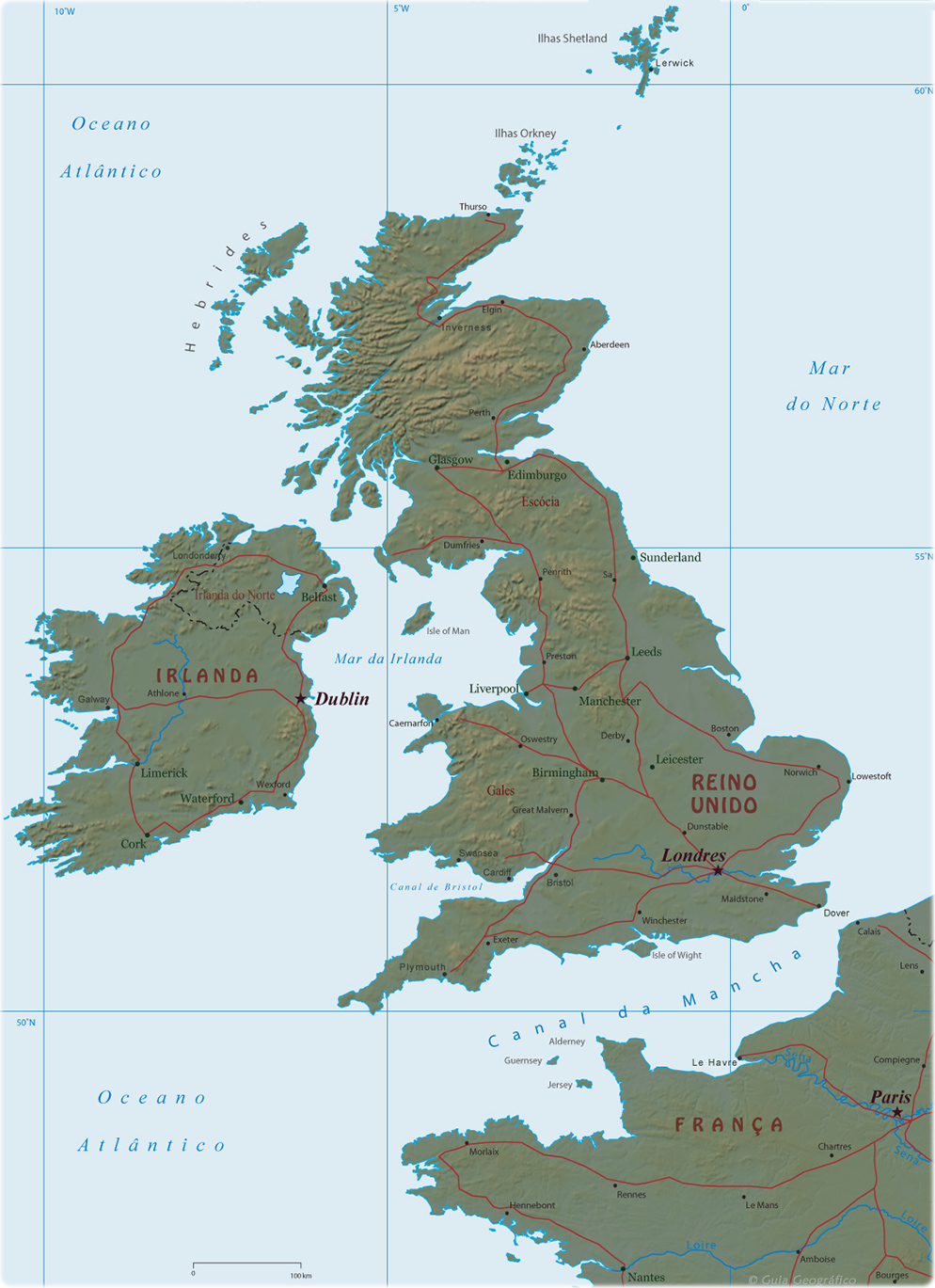 Mapa fisico UK
