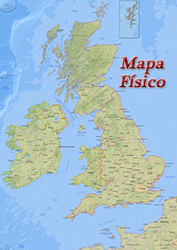 Mapa fisico Reino Unido
