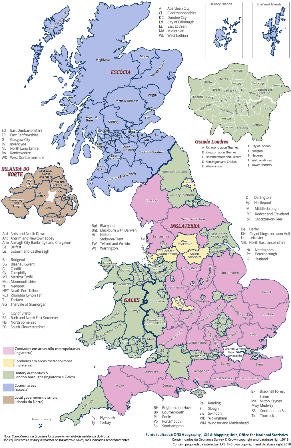 Mapa politico Reino Unido
