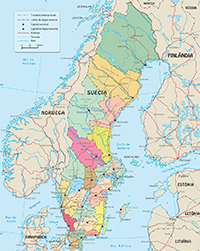 Mapa da Suecia