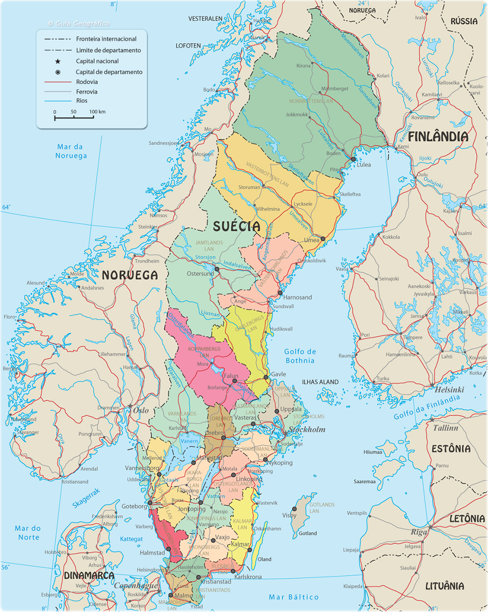 Mapa Suecia Politico